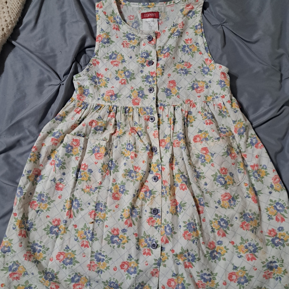 Esprit Kids Floral Dress - White and Blue